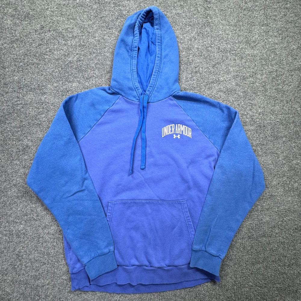 Under Armour Hoodie Mens LG Blue Colorblock Raglan Pullover Athletic Casual Top